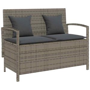 vidaXL Garden Storage Bench with Cushion Grey Poly Rattan