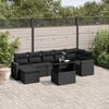 vidaXL 8 Piece Garden Sofa Set with Cushions Black Poly Rattan