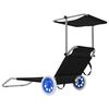 vidaXL Folding Sun Lounger with Canopy and Wheels Steel Black