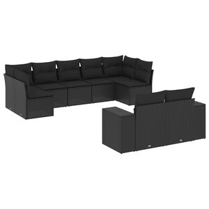 vidaXL 9 Piece Garden Sofa Set with Cushions Beige Poly Rattan