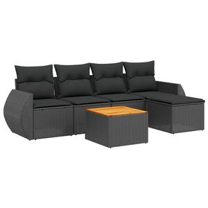 vidaXL 6 Piece Garden Sofa Set with Cushions Black Poly Rattan