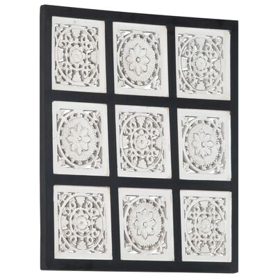 vidaXL Hand-Carved Wall Panel MDF 60x60x1.5 cm Black and White