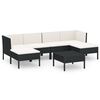 vidaXL 7 Piece Garden Lounge Set with Cushions Poly Rattan Black