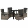 vidaXL Garden Dining Set 5 pcs Grey Poly Rattan