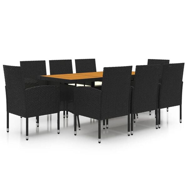 vidaXL 9 Piece Outdoor Dining Set Poly Rattan Black