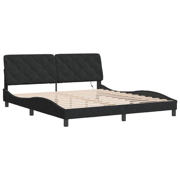 vidaXL Bed Frame with LED without Mattress Black 180x200 cm Velvet
