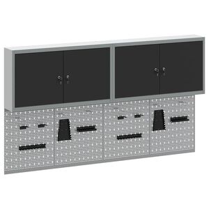 vidaXL Tool Cabinet Set with Shelf 6 pcs Black Powder-Coated Steel