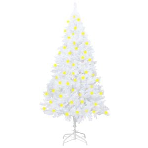 vidaXL Artificial Christmas Tree | White | PVC, Steel | Large | Ornaments