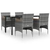 vidaXL 5 Piece Garden Dining Set with Cushions Grey and Black