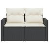vidaXL Garden Sofa with Cushions 2-Seater Black Poly Rattan