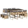 vidaXL 11 Piece Garden Dining Set with Cushions Mix Beige Poly Rattan