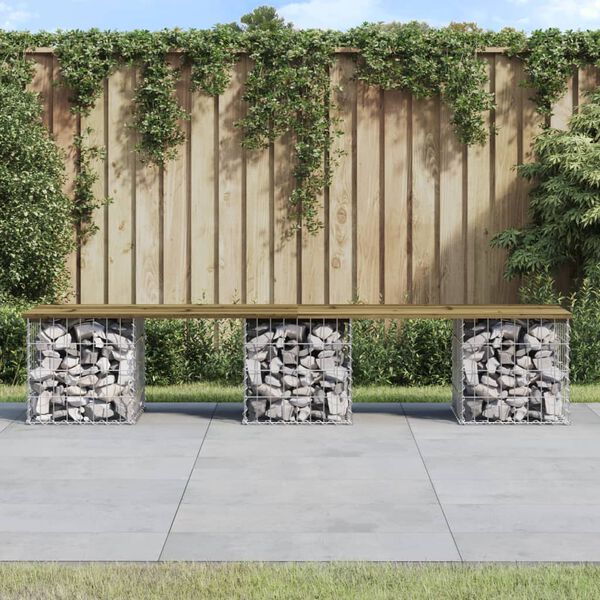 vidaXL Garden Bench Gabion Design 203x44x42 cm Impregnated Wood Pine