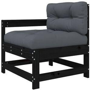 vidaXL Garden Chair with Cushions Black Solid Wood Pine