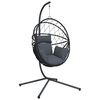 vidaXL Hanging Egg Chair with Stand Anthracite Rattan and Steel