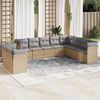 vidaXL 10 Piece Garden Sofa Set with Cushions Beige Poly Rattan
