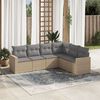 vidaXL 6 Piece Garden Sofa Set with Cushions Beige Poly Rattan