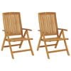 vidaXL Reclining Garden Chairs with Cushions 2 pcs Solid Wood Teak