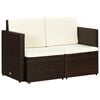 vidaXL 2 Seater Garden Sofa with Cushions Brown Poly Rattan