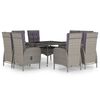 vidaXL 9 Piece Garden Dining Set Poly Rattan and Glass Grey