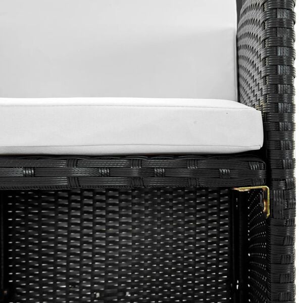 vidaXL 11 Piece Outdoor Dining Set with Cushions Poly Rattan Black