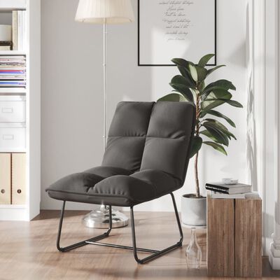 vidaXL Leisure Chair with Metal Frame Dark Grey Velvet