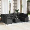vidaXL Garden Sofa Set with Storage Black Poly Rattan