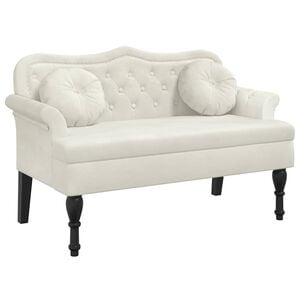 vidaXL Bench with Cushions Cream 120.5x65x75 cm Velvet