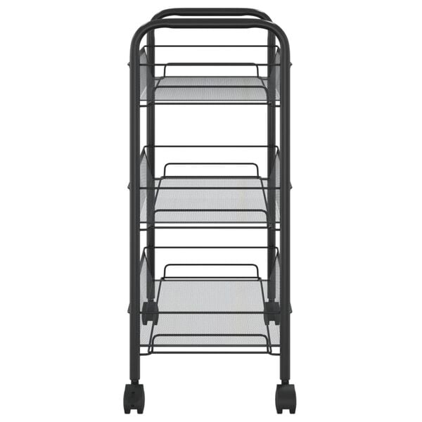 vidaXL 3-Tier Kitchen Trolley Black 46x26x64 cm Iron