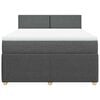 vidaXL Box Spring Bed with Mattress Dark Grey Queen Fabric