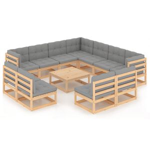 vidaXL 12 Piece Garden Lounge Set with Cushions Solid Pinewood