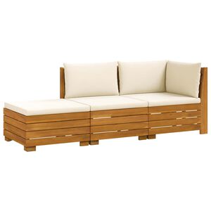 vidaXL 3 pcs Outdoor Sofa Set Solid Acacia Wood Brown