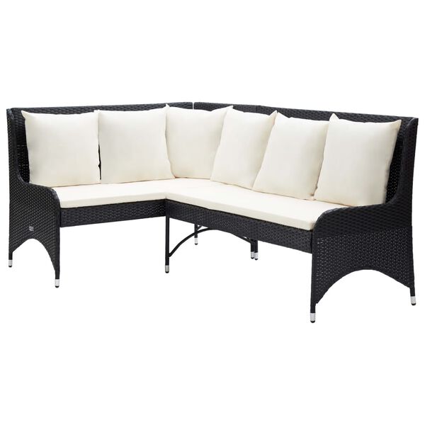 vidaXL Garden Corner Sofas 2 pcs Poly Rattan Black