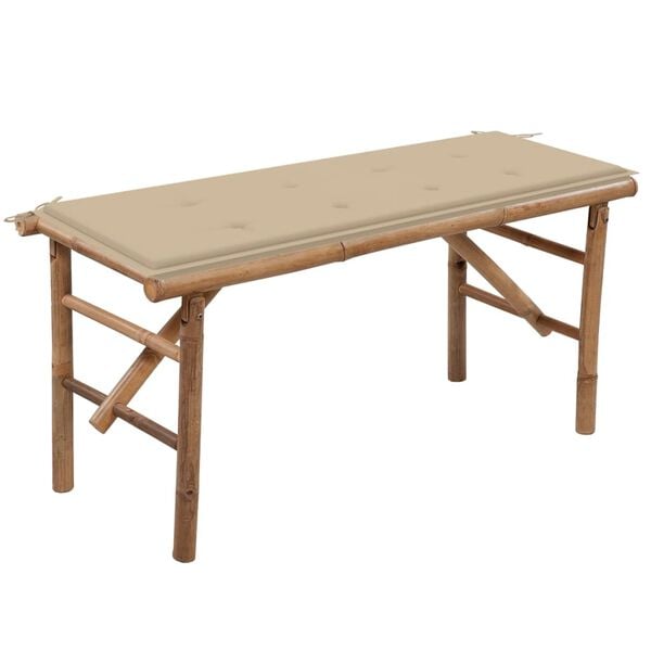 vidaXL Folding Garden Bench with Cushion 118 cm Bamboo