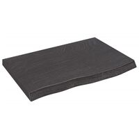 vidaXL Table Top Dark Grey 60x40x(2-4) cm Treated Solid Wood Oak