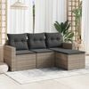 vidaXL 4 Piece Garden Sofa Set with Cushions Grey Poly Rattan