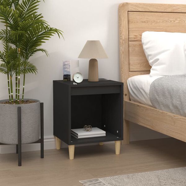 vidaXL Bedside Cabinet Black 40x35x50 cm Engineered Wood