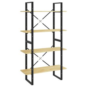 vidaXL Book Cabinet | Natural wood and black | Solid pine wood, metal | Medium