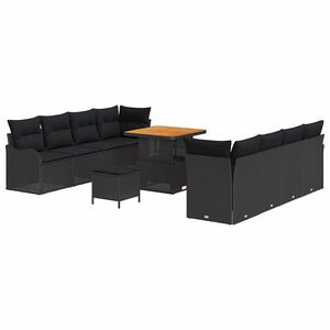 vidaXL Garden Sofa Set 11 pcs 10-Seater Black