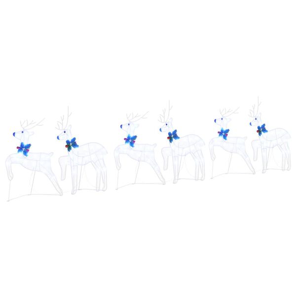 vidaXL LED Reindeers 6 pcs White Fabric