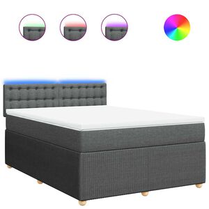 vidaXL Box Spring Bed with Mattress Light Grey Queen Fabric