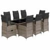 vidaXL 9 Piece Garden Bistro Set with Cushions Grey Poly Rattan