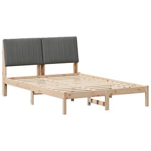 vidaXL Bed Frame with Headboard Brown 135 x 190 cm Solid Pine Wood
