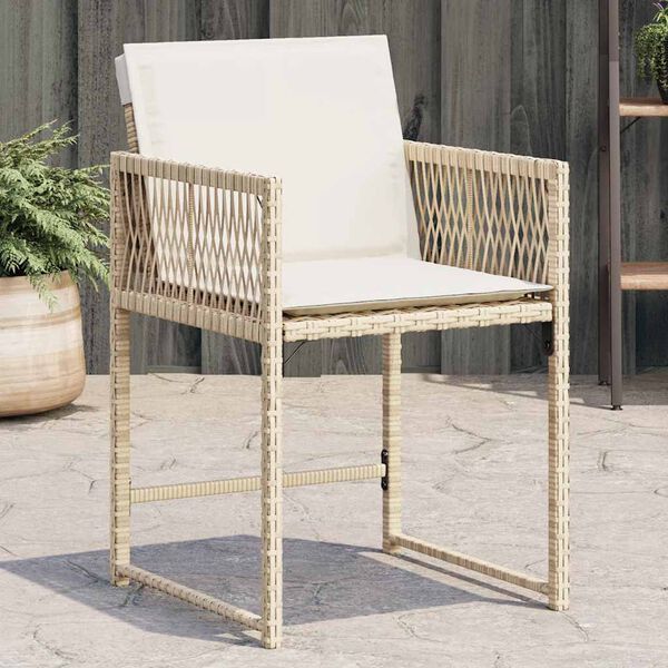 vidaXL Garden Chairs with Cushions 4 pcs Beige Poly Rattan