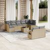 vidaXL 10 Piece Garden Sofa Set with Cushions Beige Poly Rattan