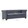 vidaXL Chesterfield Sofa Set Artificial Suede Leather Grey