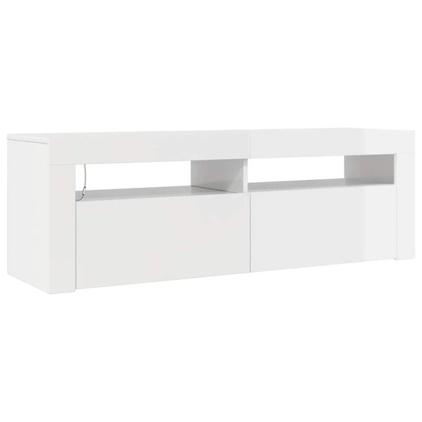 vidaXL TV Cabinet with LED Lights High Gloss White 120x35x40 cm