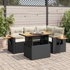 vidaXL 4 Piece Garden Sofa Set with Cushions Black Poly Rattan Acacia