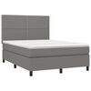 vidaXL Box Spring Bed with Mattress&LED Dark Grey 137x187 cm Double Size Fabric