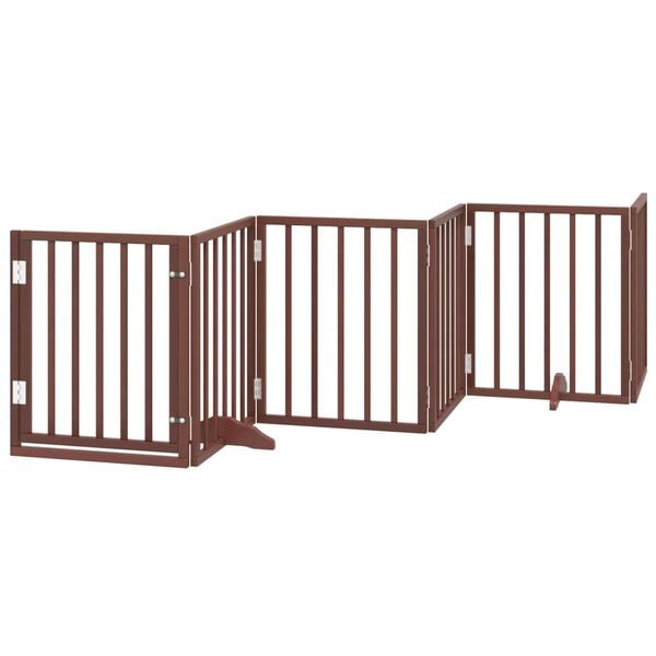 vidaXL Dog Gate with Door Foldable 6 Panels Brown 300 cm Poplar Wood