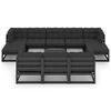 vidaXL 11 Piece Garden Lounge Set with Cushions Black Solid Pinewood